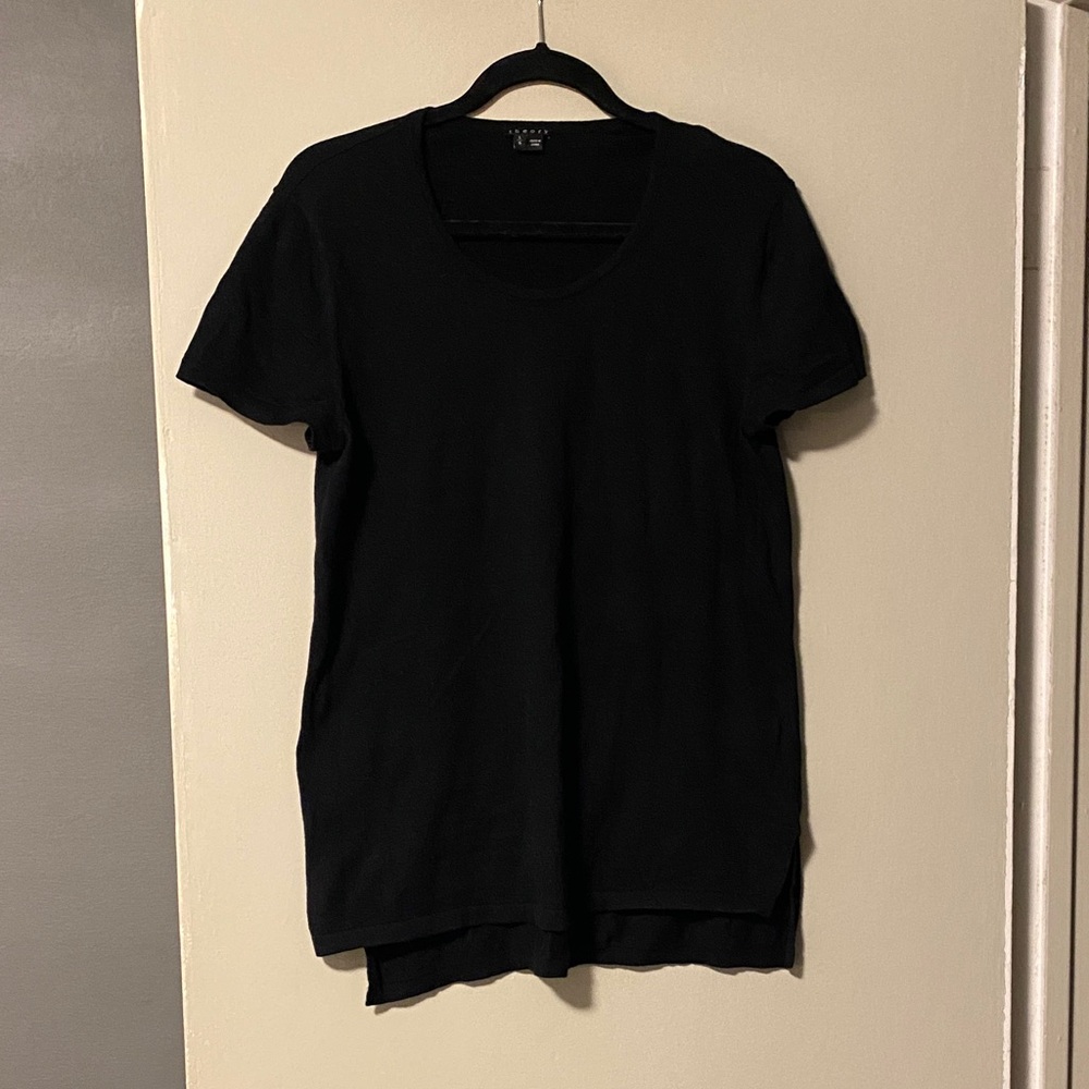 Theory Black Short Sleeve Tee cotton and cashmere